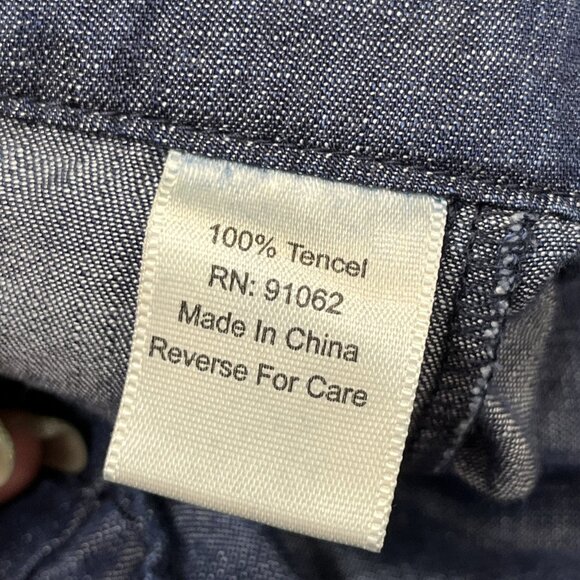 Standards and Practices Pants Womens 16 Chambray Wide Leg Cropped Paperbag Waist - Picture 10 of 12